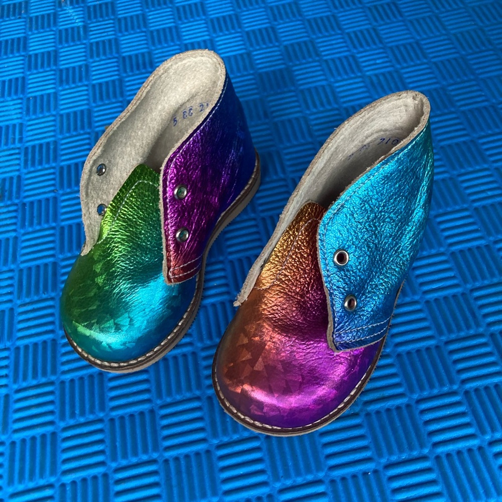 MON Petit hardsole leather toddler shoes PRISM pattern - Picture 4 of 7